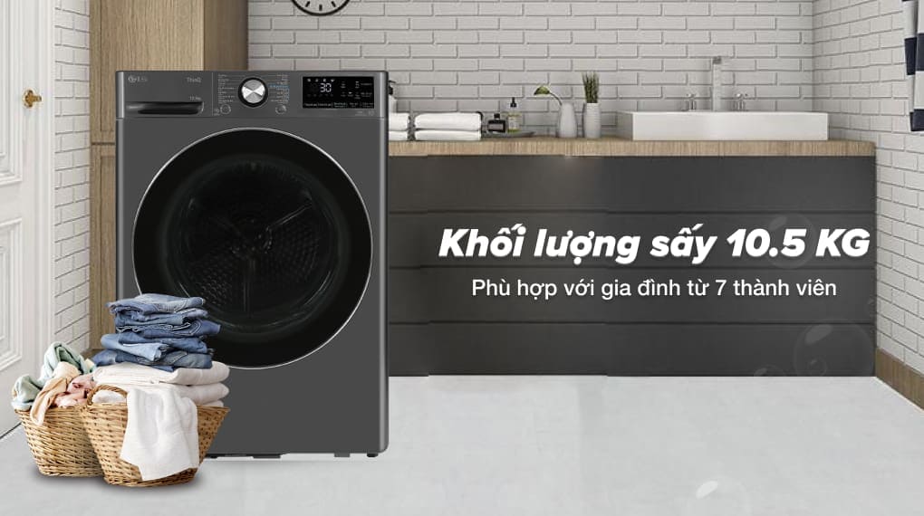 Máy sấy bơm nhiệt LG 10.5 kg DVHP50B