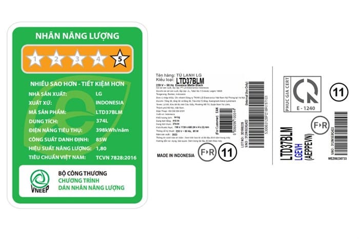 Tủ lạnh LG Inverter 374 lít LTD37BLM