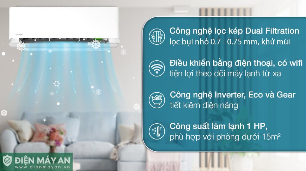 Điều Hoà Comfee Inverter 9.000 BTU 1 Chiều CFS-10VCB1
